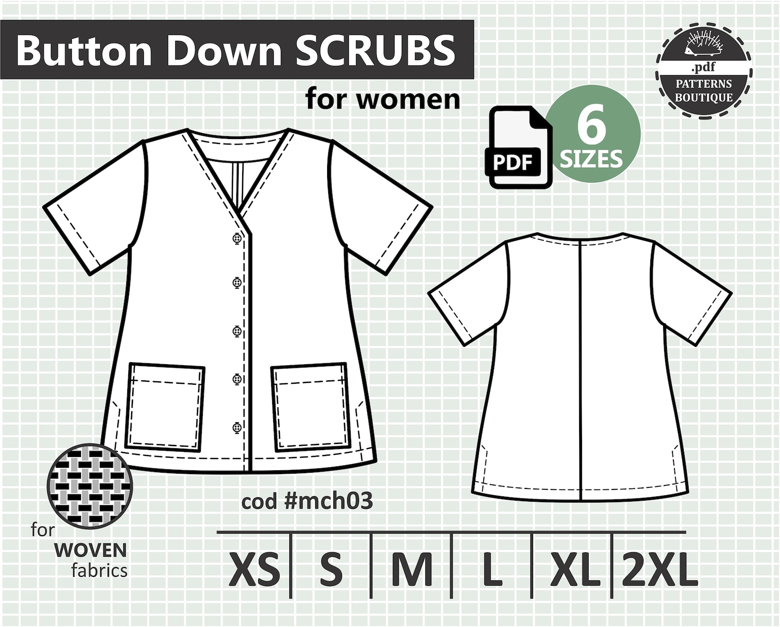 DOCTOR SCRUBS Nurse Lab Coat / PDF Sewing Pattern for Women Etsy