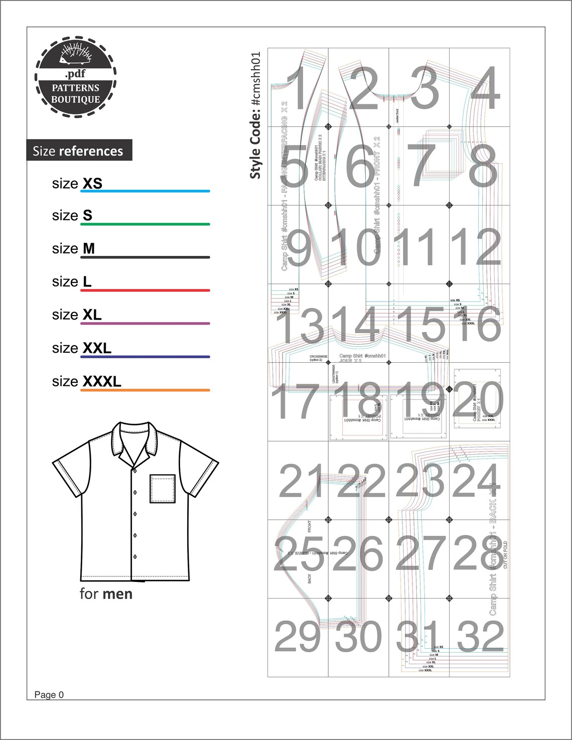 CAMP SHIRT for Men PDF Sewing Pattern & Youtube Video Etsy