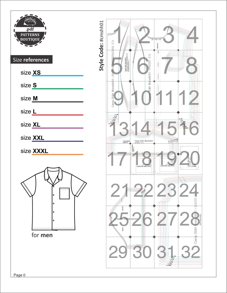 CAMP SHIRT for Men PDF Sewing Pattern & Youtube Video Etsy