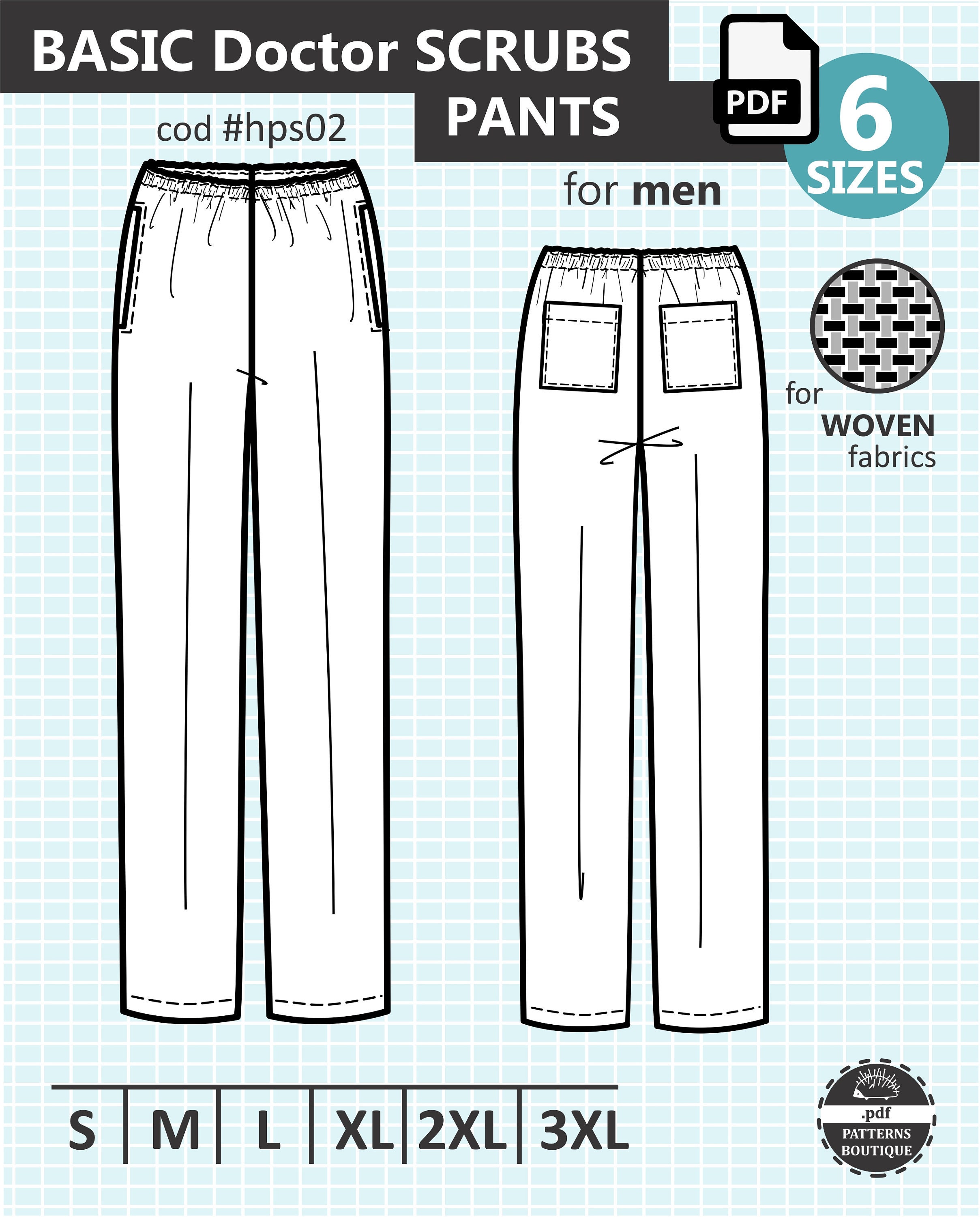 Doctor Scrubs PANTS / PDF Sewing Pattern for Men & Youtube | Etsy