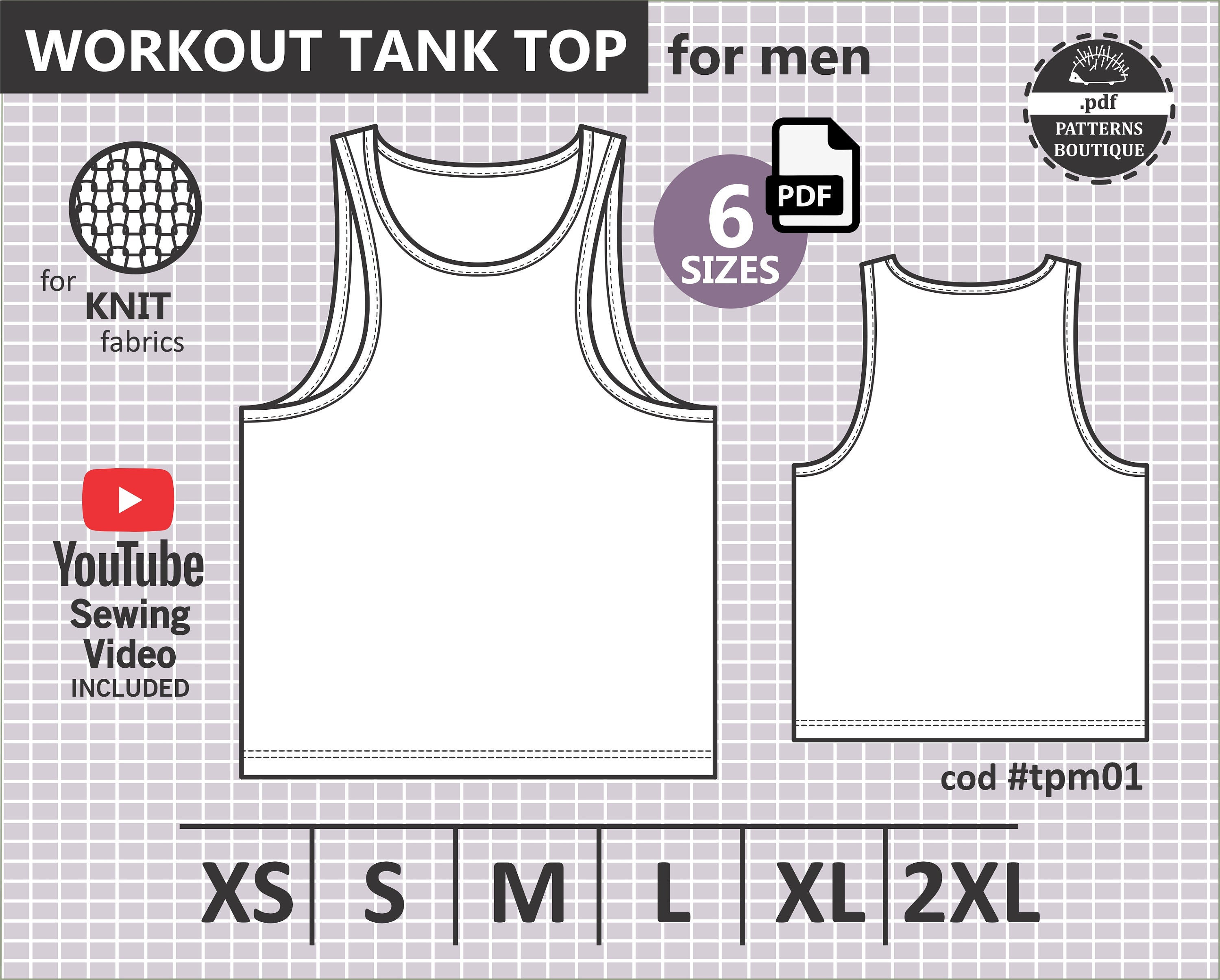 TANK TOP for MEN / Pdf Sewing Pattern / workout tank top / 6 Etsy