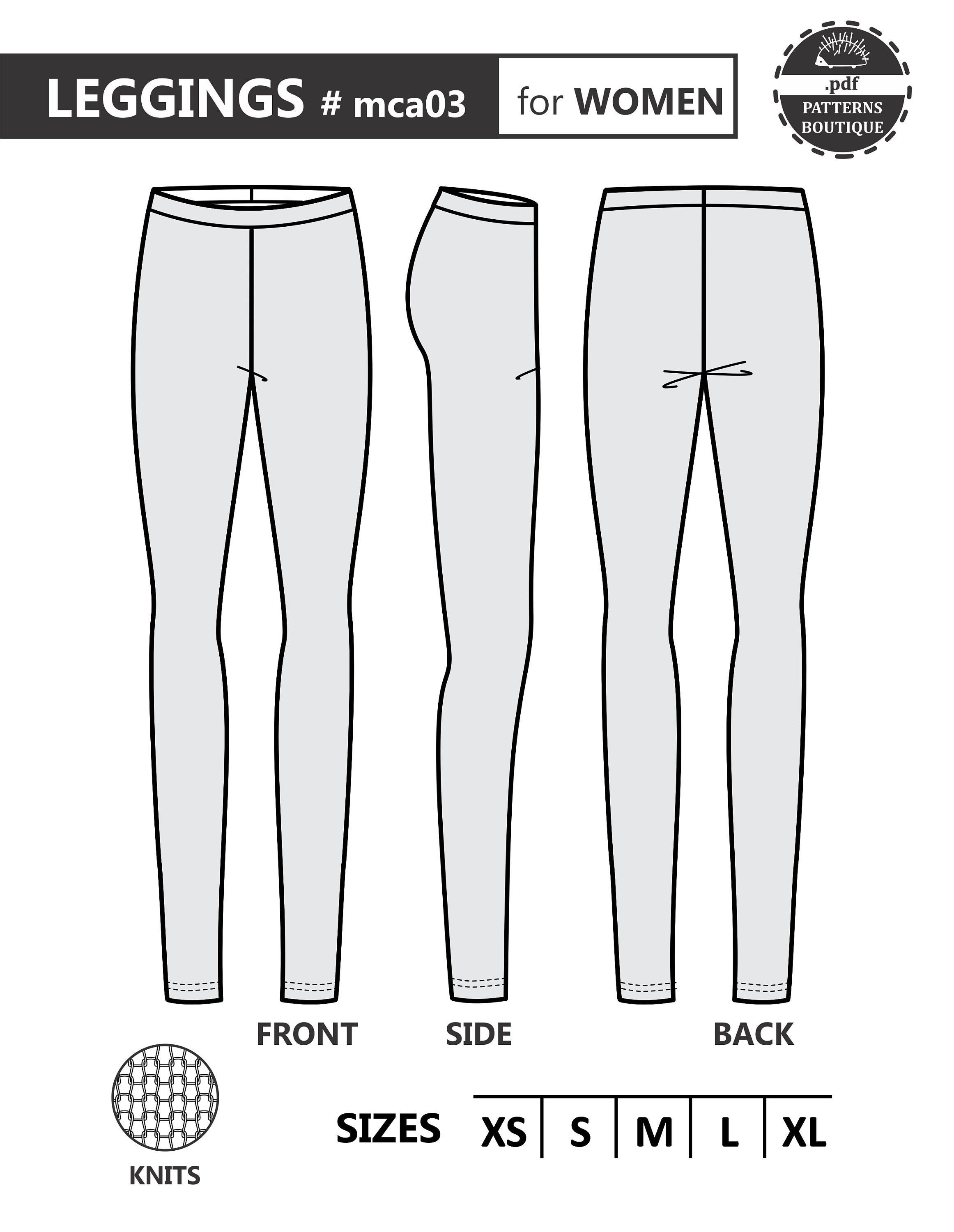Leggings PDF Sewing Pattern for Women. 5 Sizes: Xs to Xl / | Etsy