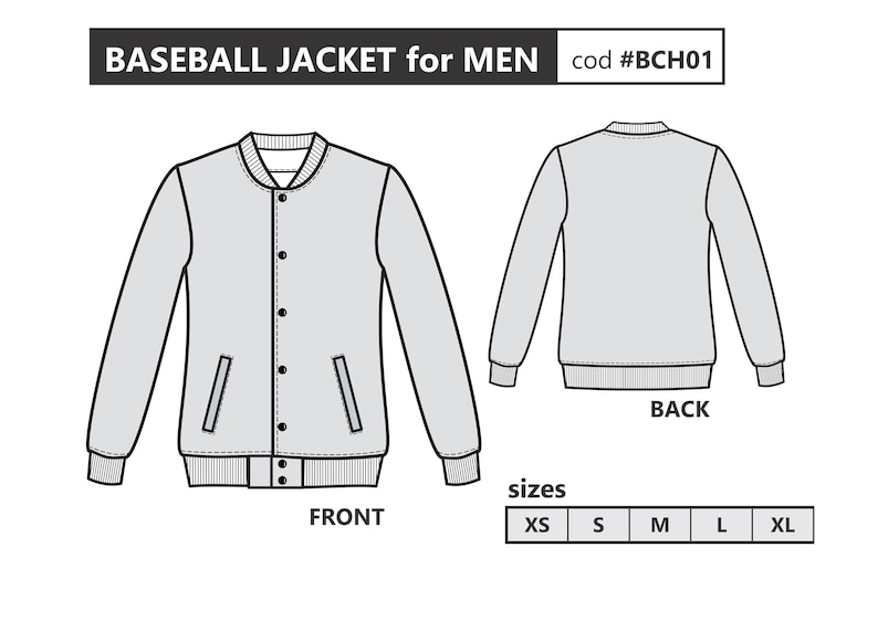 VARSITY JACKET PDF Sewing Pattern / Casual Jacket for men / Etsy