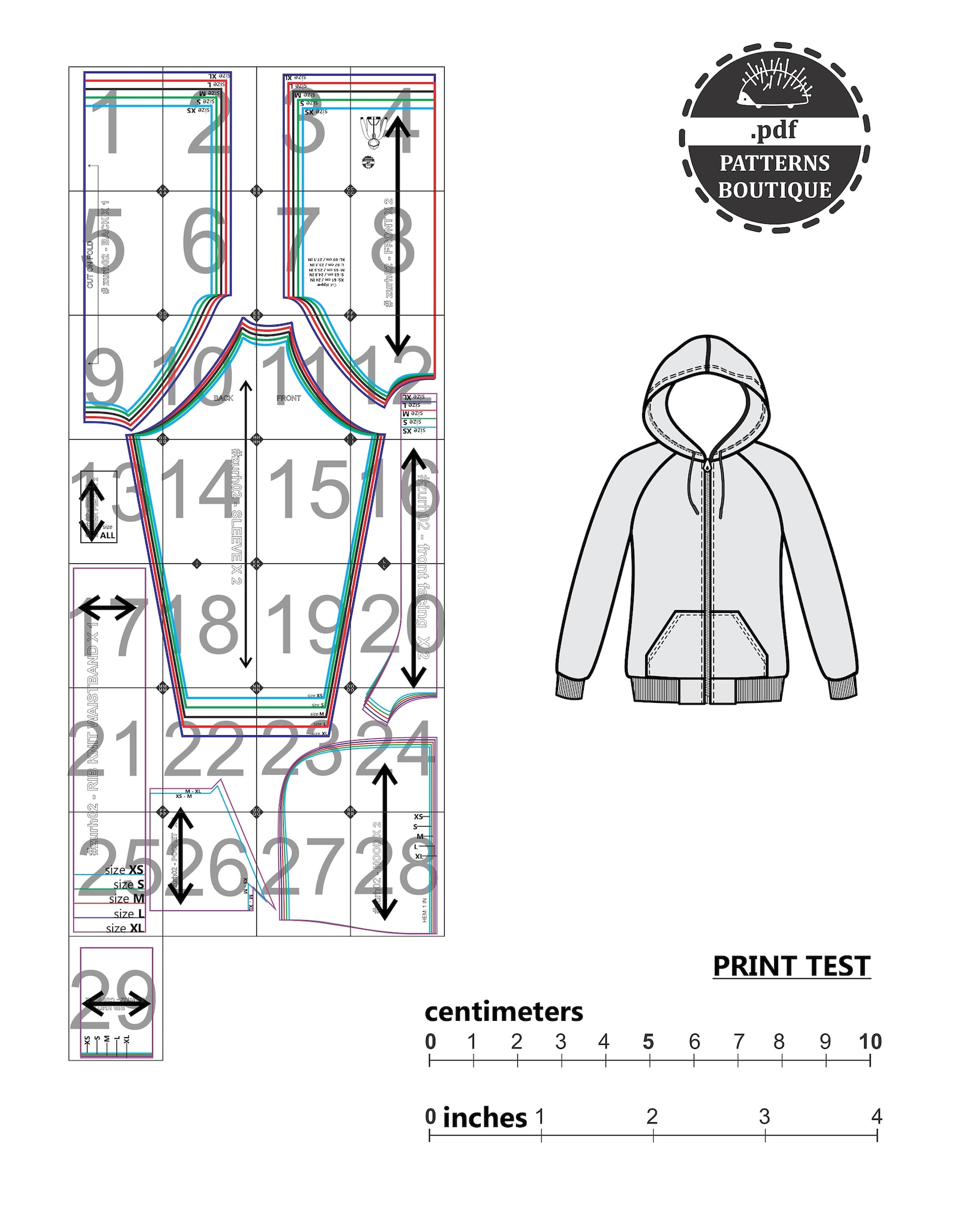Zip Up Raglan Hoodie and Sweatpants PDF Sewing Pattern / Etsy
