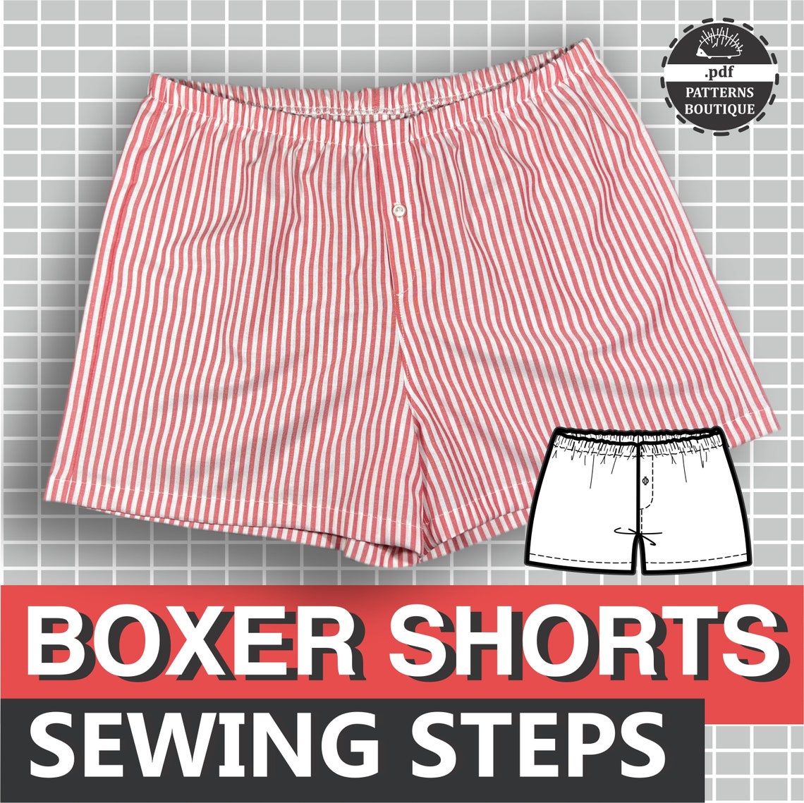 BOXER SHORTS for Men PDF Sewing Pattern & Youtube Video / Etsy