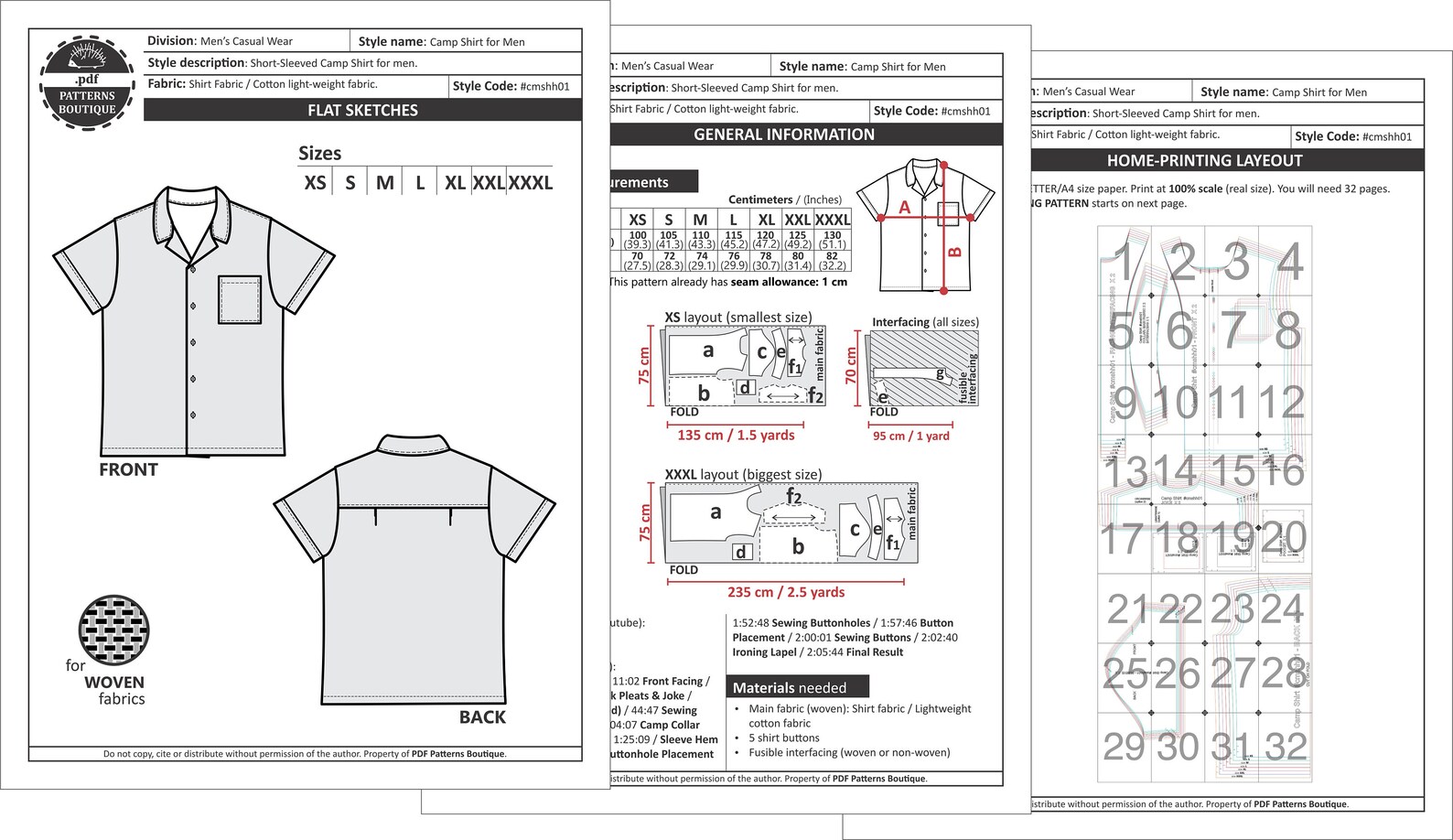 Camp Jacket Pattern CAMP SHIRT for Men PDF Sewing Pattern & Youtube Video | Etsy