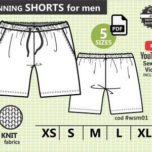 WORKOUT SHORTS for men - PDF Sewing Pattern & Youtube Video / Casual shorts for men. Sizes from Xs to Xl / Running shorts - Instant Download