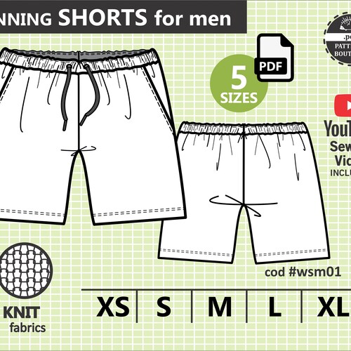 Terminal convergentie projector WORKOUT SHORTS for Men PDF Sewing Pattern & Youtube Video / - Etsy