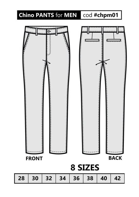 CHINO PANTS for men PDF Sewing Pattern / Khaki Pants. Basic | Etsy