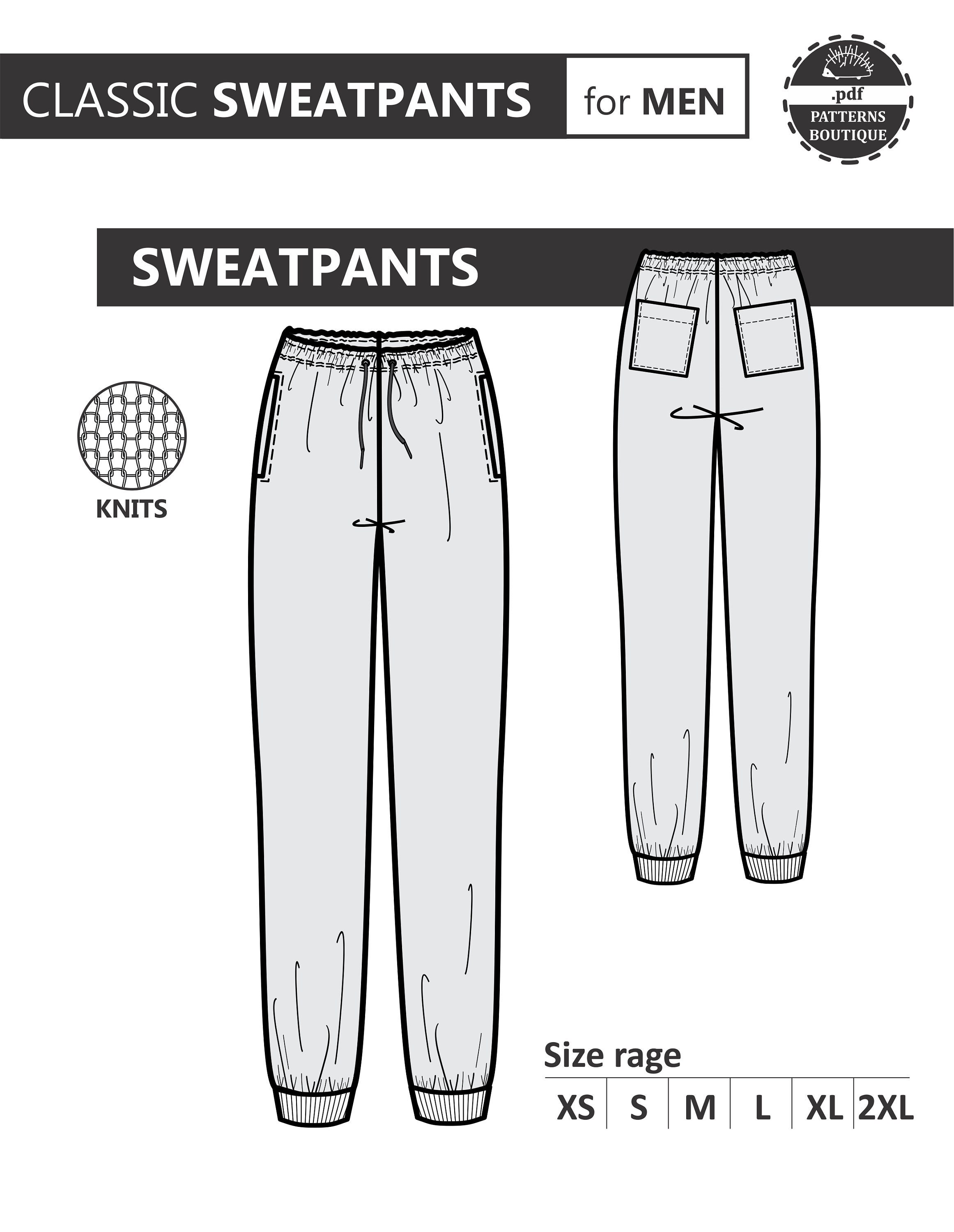 SWEATPANTS PDF Sewing Pattern for MEN/ Sweatpants for men / Etsy