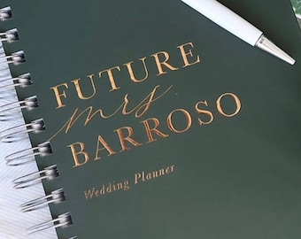 Custom Wedding Planner Book, Personalized Hard Cover Wedding Planning Journal, Custom Gift to Bride, Engagement Bridal Shower Gift