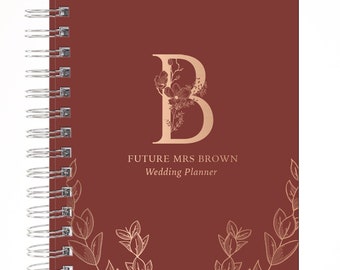 Custom Future Mrs Floral Wedding Planner, Personalized Monogram Name Wedding Planning Journal, Bridal Shower Bride to Be Gift