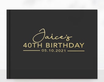 Custom Birthday Guest Book, Personalized 40th, 50th, 60th, 70th Birthday Sign In, Photo Book Album