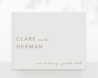 Simple Minimalist Script Custom Wedding Guest Book, Wedding Hardcover Photo Album, Rose Gold, Gold, Silver Foil, Anniversary Album A1 | A2