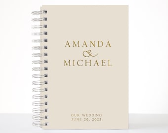 Minimal Wedding Planner Book / Custom Wedding Planner / Real Gold Foil / Wedding Hard Cover Book / Best Friend Wedding Gift to Bride