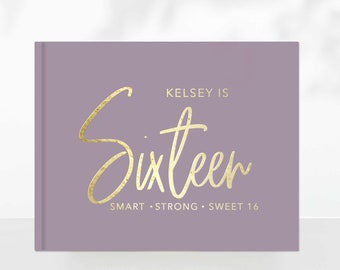 Custom Name Sweet Sixteen Guest Book, Personalized Sweet 16 Sign In Book, 16th Birthday Guestbook, Quinceañera Gift for Daughter