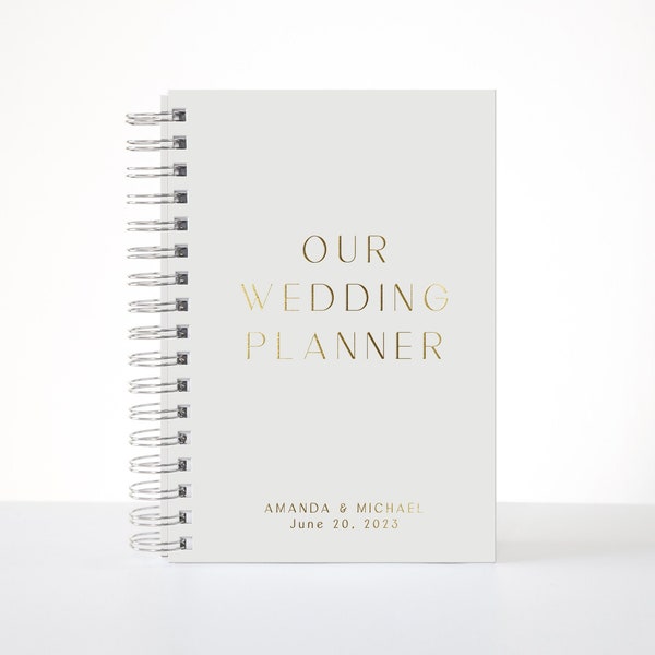 Modern Our Wedding Planner Book / Custom Wedding Planner / Real Gold Foil / Wedding Hard Cover Book / Best Friend Wedding Gift to Bride