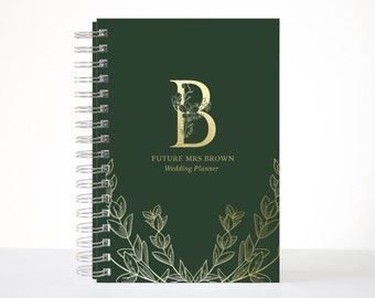 Floral Wedding Planner Book / Beige Custom Wedding Planner / Real Gold Foil / Wedding Hard Cover Book / Best Friend Wedding Gift to Bride