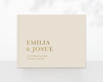 Livre d'or élégant et minimaliste pour mariage, album photo de mariage personnalisé minimaliste à couverture rigide, or rose, or, feuille d'argent, album d'anniversaire A1 | A2