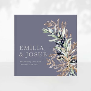 Personalized Olive Branch Wedding Guest book / Real Foil Print: Silver, Gold, Rose Gold / Custom Gift for Wedding Couple / Anniversary Album