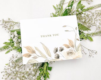 Elegant Floral Thank You Cards - Folded Cards with Envelopes - Timeless Design