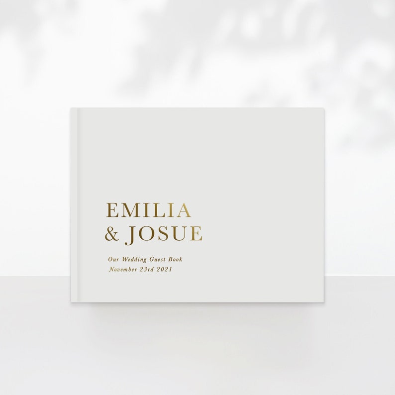 Elegant Minimal Wedding Guest Book, Minimalist Custom Wedding Hardcover Photo Album, Rose Gold, Gold, Silver Foil, Anniversary Album A1 A2 image 5