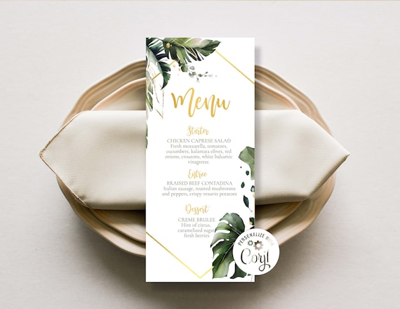 Tropical Menu Template / Hawaiian Theme Menu / Aloha Baby - Etsy