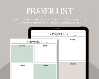 Prayer List Printable & Downloadable Template in Multiple Colors Capture Church Prayer Requests