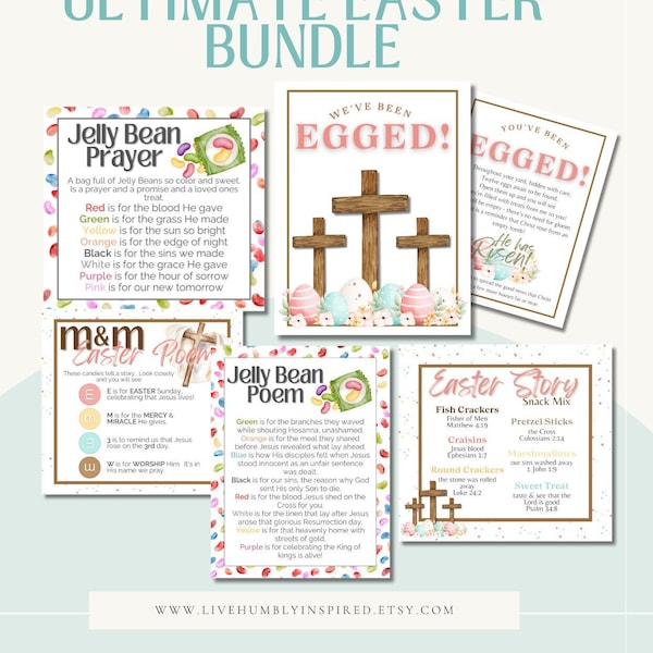 Ultimate Easter Printable Bundle: Jelly Bean Poem You've been Egged, M&M Prayer, Snack Mix Prayer and Jelly Bean Prayer