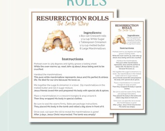 Resurrection Rolls Instructions and Tags Download and Print Easter Story Lent Church Sunday School Easter Basket Activity or Favor Tags