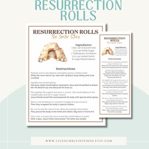 Resurrection Rolls Instructions and Tags Download and Print Easter Story Lent Church Sunday School Easter Basket Activity or Favor Tags