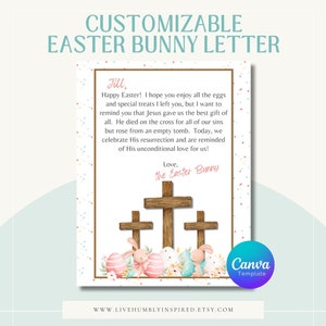 Customizable Easter Bunny Letter Canva Reminder of the True Meaning of Easter with Jesus Resurrection Story Religious Christian Lent