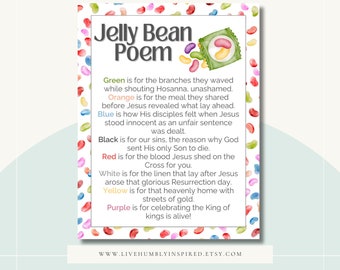 Jelly Bean Poem Handout Download und Druck Teach the Easter Auferstehung Geschichte Fastenzeit Kirche Sonntagsschule Klassenzimmer VBS Snack Handout