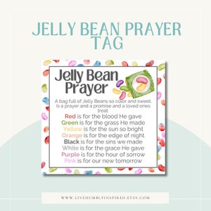 Jelly Bean Prayer Tag Download and Printable Teach the Easter Resurrection Story Lent Church Sunday School Classroom Easter Basket Activity