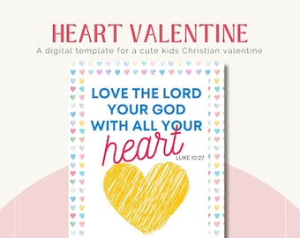 Christian Valentine Printable and Downloadable Template with Bible Verse and Chocolate Heart Candy for Church Sunday School or Kids Class