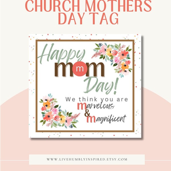 Mother's Day M&M Church Tag Download and Printable Handout Gift with Chocolate Candy Mom Present Print DIY