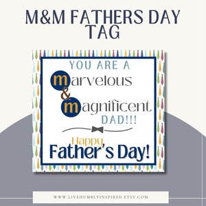 Vaderdag M&M Candy Tag Digitale download en afdrukbare hand-out Cadeau met stropdas Papa aanwezig