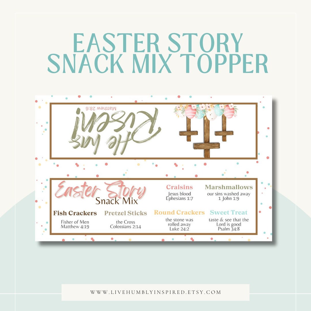 Easter Story Snack Mix Candy Bag Topper Printable Teach the