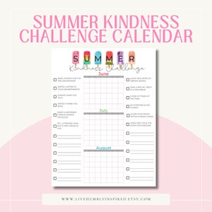 Könnte beinhalten: Ein druckbarer Sommer-KIndness-Challenge-Kalender mit einem farbenfrohen Eis am Stiel-Design. Der Kalender ist in drei Monate unterteilt: Juni, Juli und August. Jeder Monat enthält eine Liste mit Freundlichkeitsaktivitäten, die es zu erledigen gilt, wie z. B. Kekse für die Feuerwehr backen, einen Brief an die Großeltern schreiben und nette Notizen in Bibliotheksbücher legen.