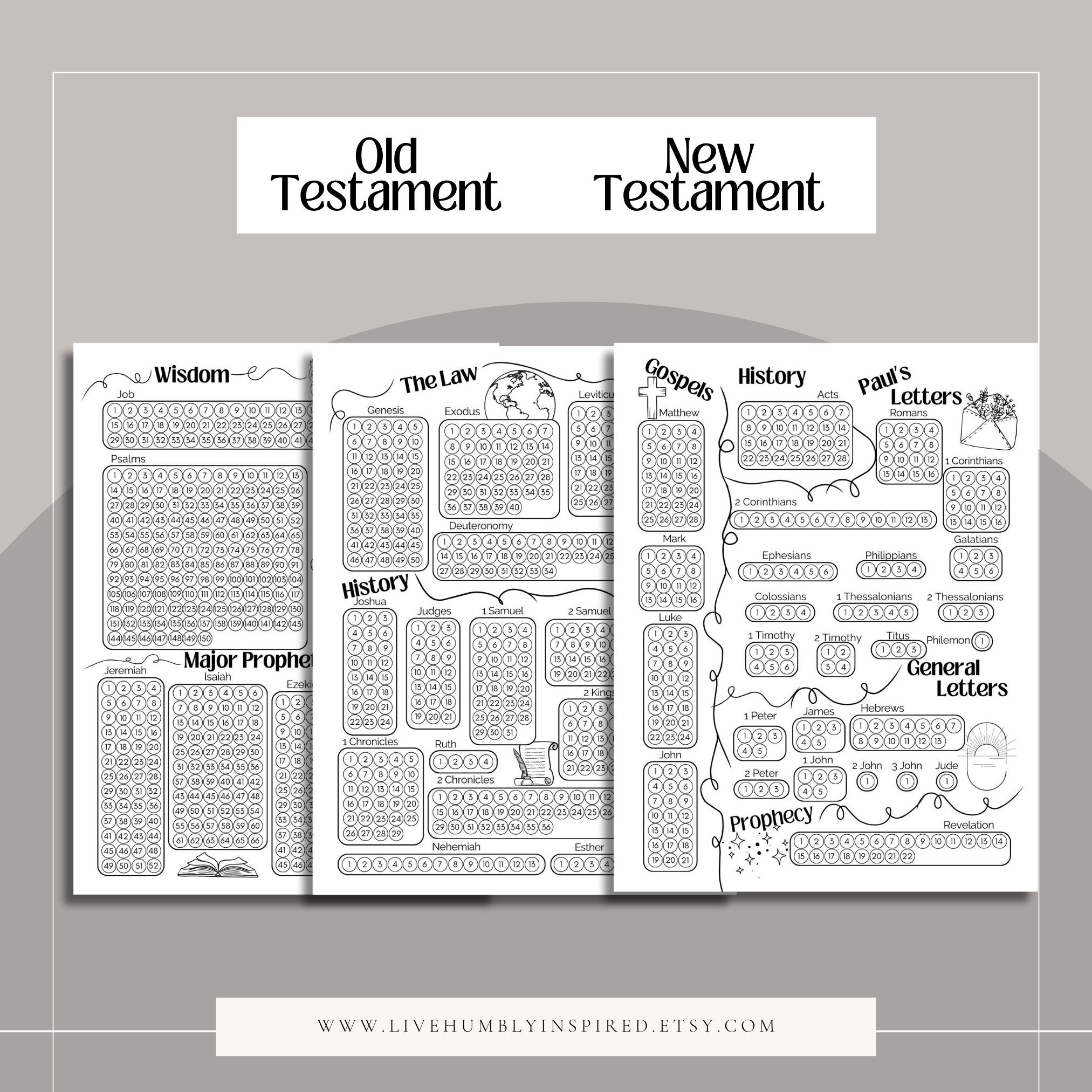 Bundle Books of the Bible Coloring Tracker Books and Chapter Tracking ...