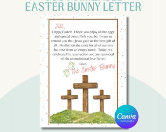 Customizable Easter Bunny Letter Canva Reminder of the True Meaning of Easter with Jesus Resurrection Story Religious Christian Lent