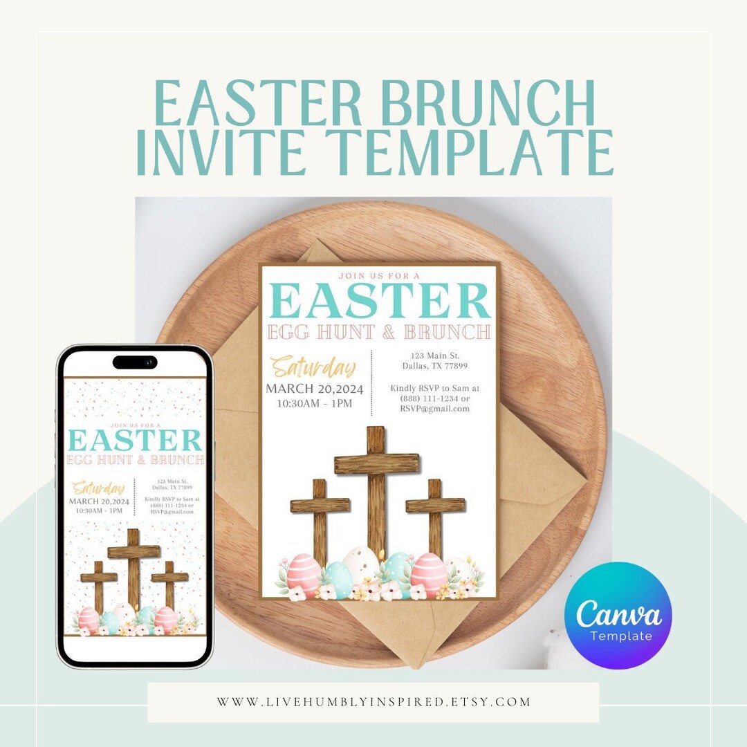 Easter Egg Hunt and Brunch Customizable Canva Invitation Template ...