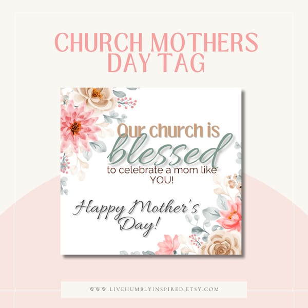 Mother's Day Church Tag Digital Download and Printable Handout Gift with Flowers Candy Mom Present Print DIY Bible Religious