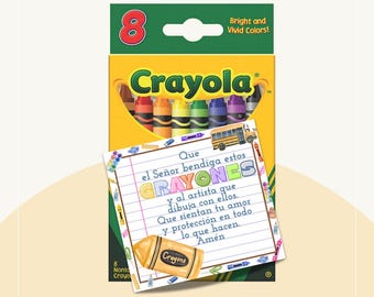 Crayon Blessing Tag in Spanish | Crayon Bendición y Etiqueta de Oración Church Faith