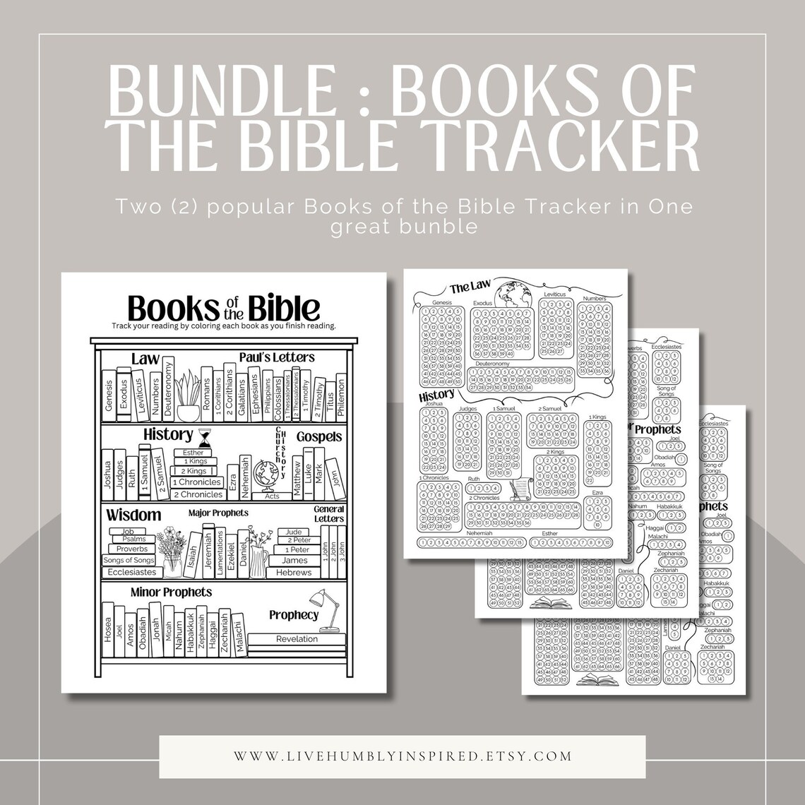 Bundle Books of the Bible Coloring Tracker Books and Chapter Tracking ...