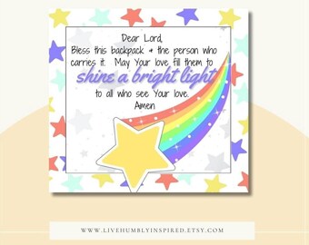 Backpack Blessing Tag: Rainbow Star Prayer (Digital Download)