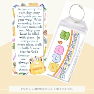 Backpack Blessing Prayer Luggage Tag Double Sided Download and Printable Handout for Back to School Church gift Faith Christian