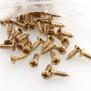Light gold wood screws machine screws hinge screws,leather screws,slotted screws,vintage screws,box screws,hardware screws,drywall screws