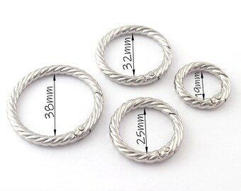 Push Gate ring,Spring clasp,Carabiner Metal O Rings Spring Ring Clasp Purse Hardware Accessories 20|25|32|38mm 8pcs