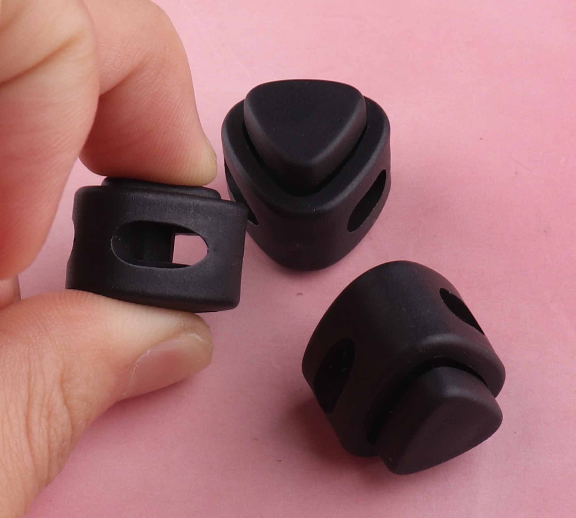 Black Plastic Stopper Cord End Toggle Clip Buckle Double Hole Etsy UK